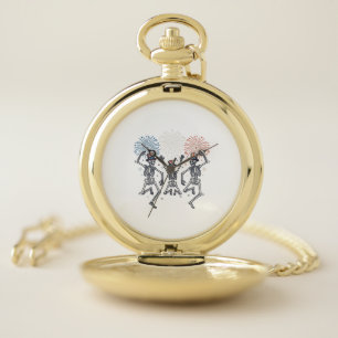 Patriotic Dancing Skeleton Fireworks Vintage Shirt Pocket Watch