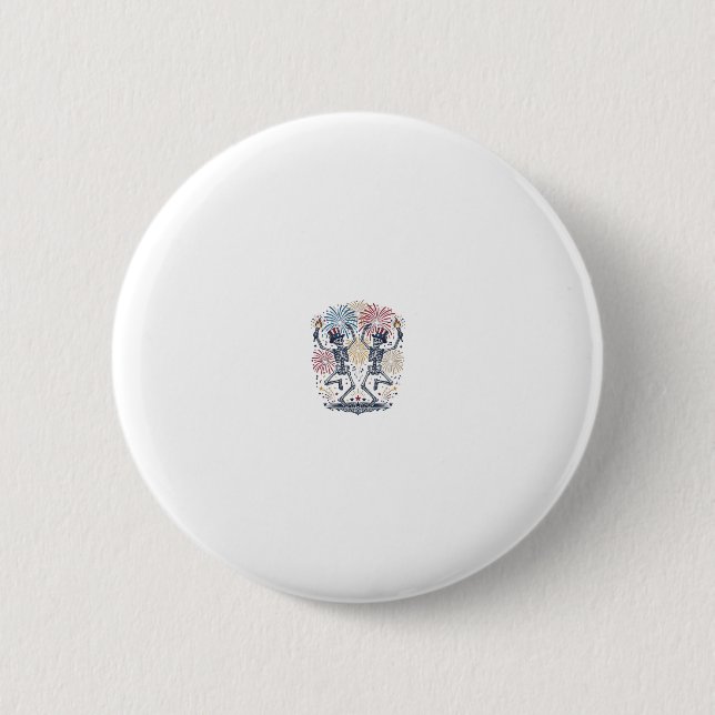 Patriotic Dancing Skeletons Fireworks 4th of July  Button (Front)