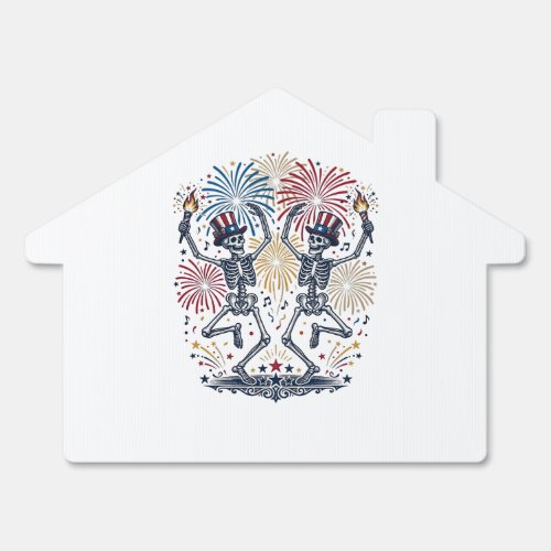 Patriotic Dancing Skeletons Fireworks 4th of July  Sign