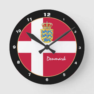 Patriotic Danish Flag, Denmark Home / design Round Clock
