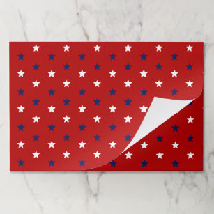 Patriotic dark red white navy blue stars placemats