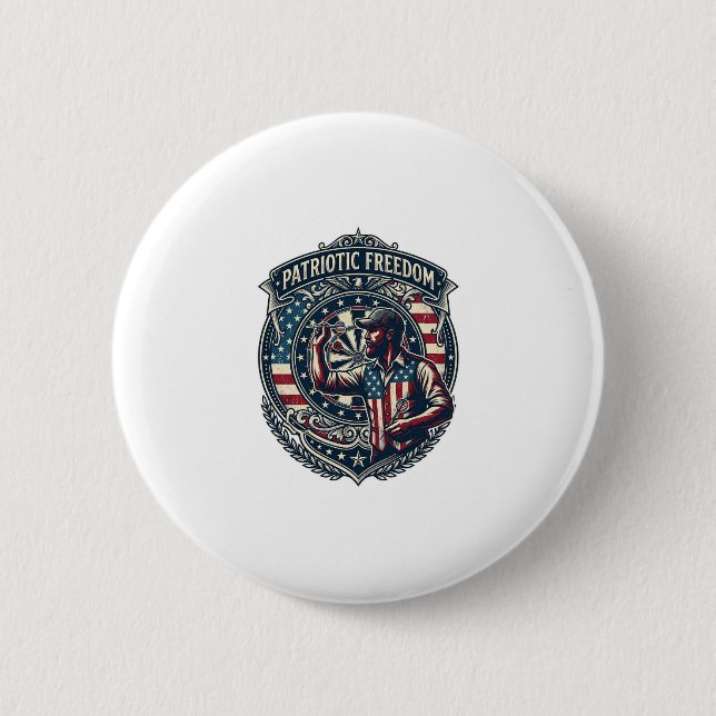 Patriotic Dart Player Vector Graphic Tee Button (Front)