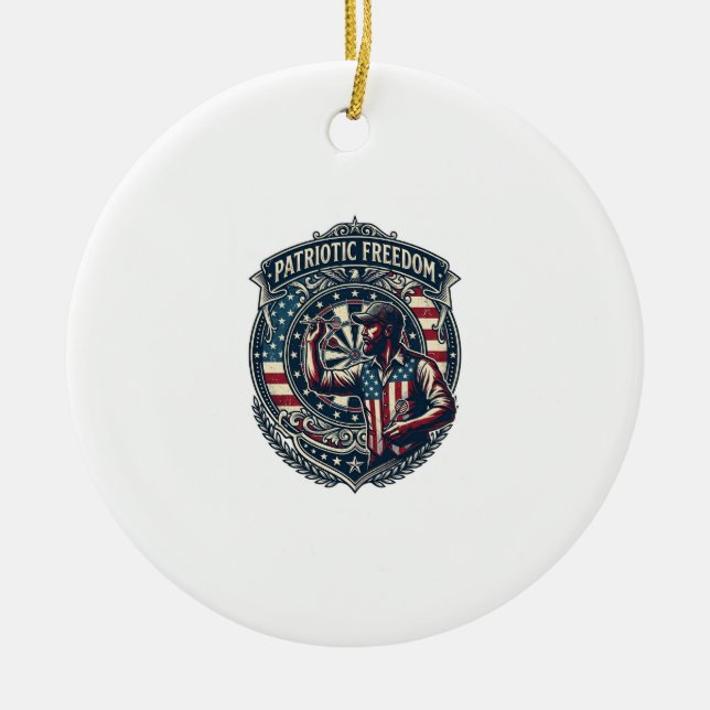 Patriotic Dart Player Vector Graphic Tee Ceramic Ornament (Front)