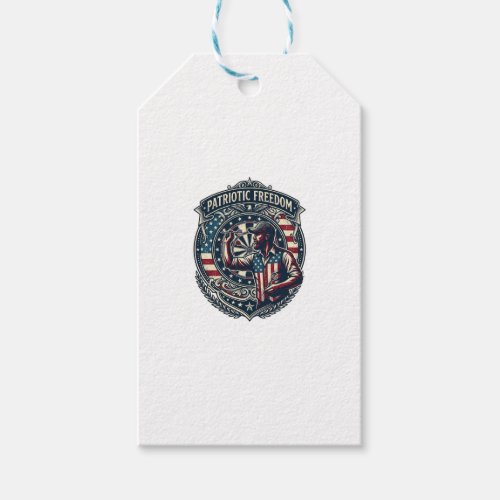Patriotic Dart Player Vector Graphic Tee Gift Tags