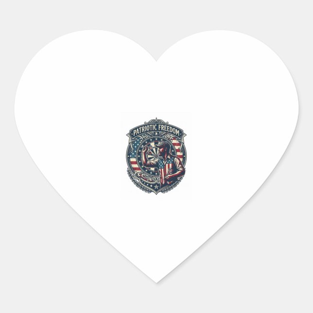Patriotic Dart Player Vector Graphic Tee Heart Sticker (Front)