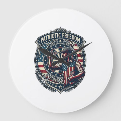 Patriotic Dart Player Vector Graphic Tee Large Clock