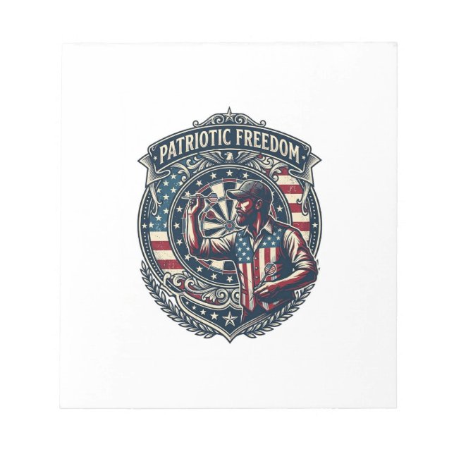 Patriotic Dart Player Vector Graphic Tee Notepad (Front)