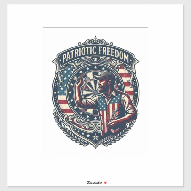 Patriotic Dart Player Vector Graphic Tee Sticker (Sheet)