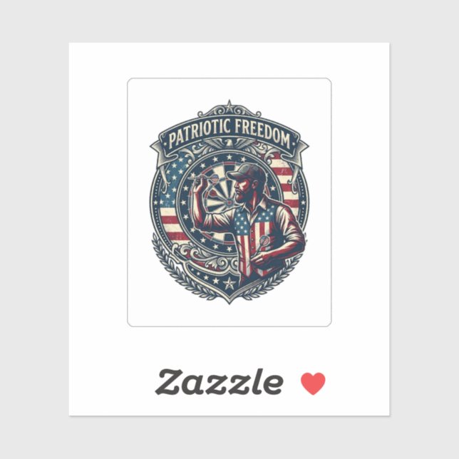 Patriotic Dart Player Vector Graphic Tee Sticker (Sheet)