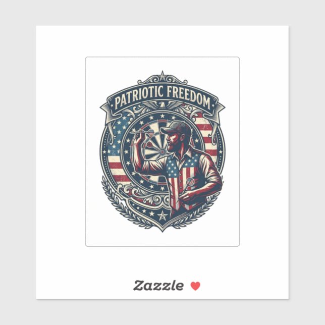 Patriotic Dart Player Vector Graphic Tee Sticker (Sheet)