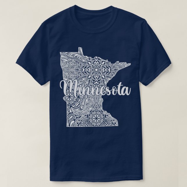 Patriotic Decorative Mandala Style Map of Minnesot T-Shirt (Design Front)