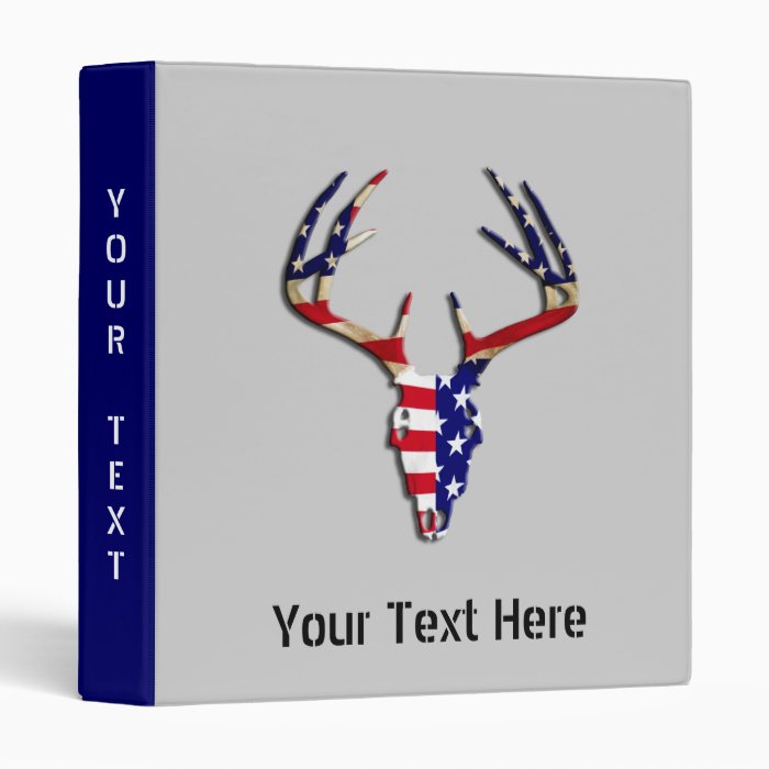 Patriotic Deer Hunting skull 3 Ring Binders