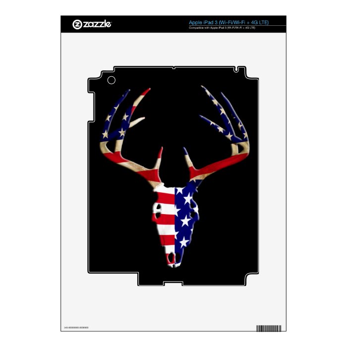 Patriotic Deer Hunting skull Skin For iPad 3