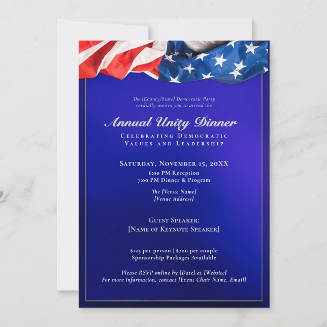Patriotic Democratic Unity Dinner Fundraising 2025 Invitation (Front)