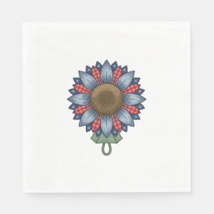 Patriotic Denim Sunflower Ornament Vintage Napkins