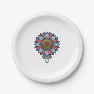 Patriotic Denim Sunflower Ornament Vintage Paper Plates