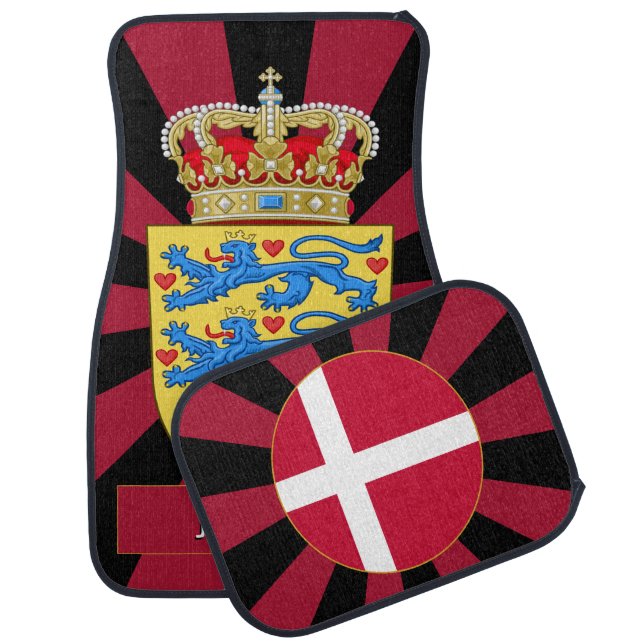 Patriotic Denmark Car Floor Mat & Danish Flag (Set)