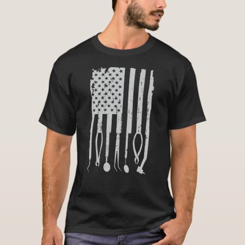 Patriotic Dentist Dental Hygienist American Flag T_Shirt