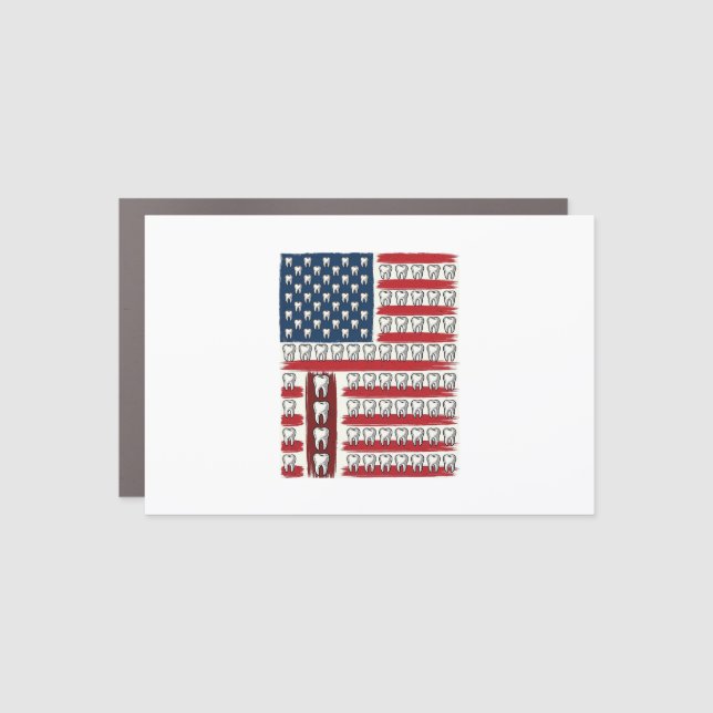 Patriotic Dentist Tooth Flag Car Magnet (Front)