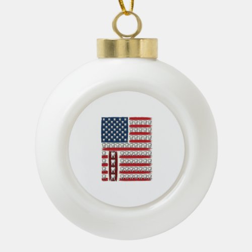 Patriotic Dentist Tooth Flag Ceramic Ball Christmas Ornament