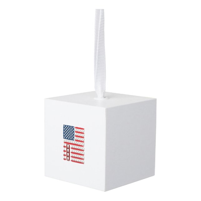Patriotic Dentist Tooth Flag Cube Ornament (Back Angled)