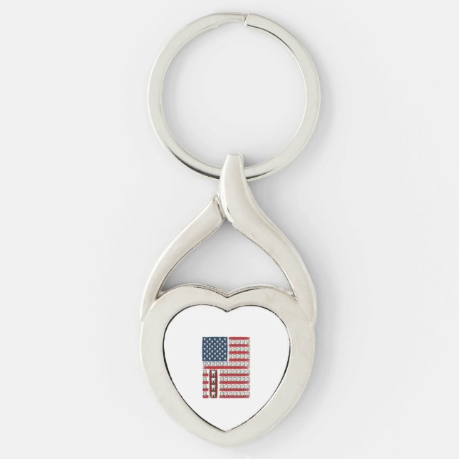 Patriotic Dentist Tooth Flag Keychain (Front)