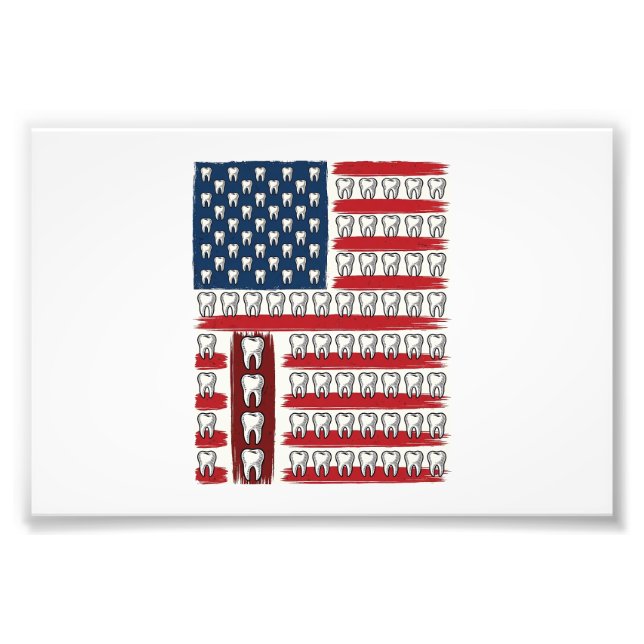 Patriotic Dentist Tooth Flag Photo Print (Front)