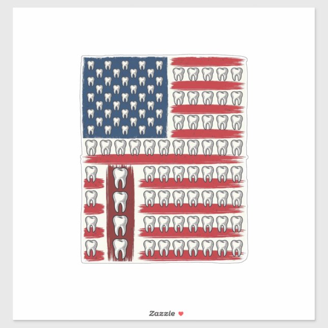 Patriotic Dentist Tooth Flag Sticker (Sheet)