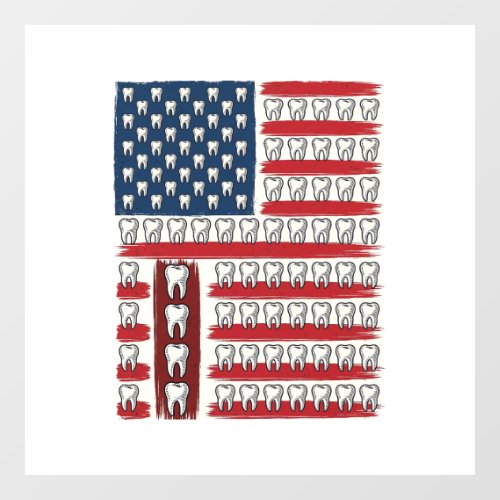 Patriotic Dentist Tooth Flag Window Cling