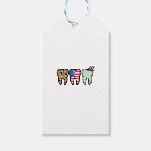 Patriotic Dentist Tooth Vintage Leopard Shirt Desi Gift Tags