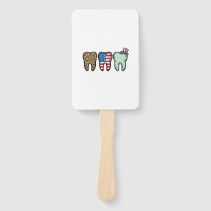 Patriotic Dentist Tooth Vintage Leopard Shirt Desi Hand Fan