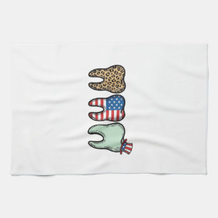 Patriotic Dentist Tooth Vintage Leopard Shirt Desi Kitchen Towel