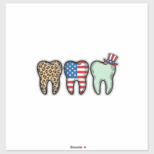 Patriotic Dentist Tooth Vintage Leopard Shirt Desi Sticker