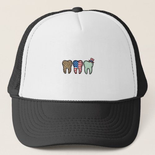 Patriotic Dentist Tooth Vintage Leopard Shirt Desi Trucker Hat