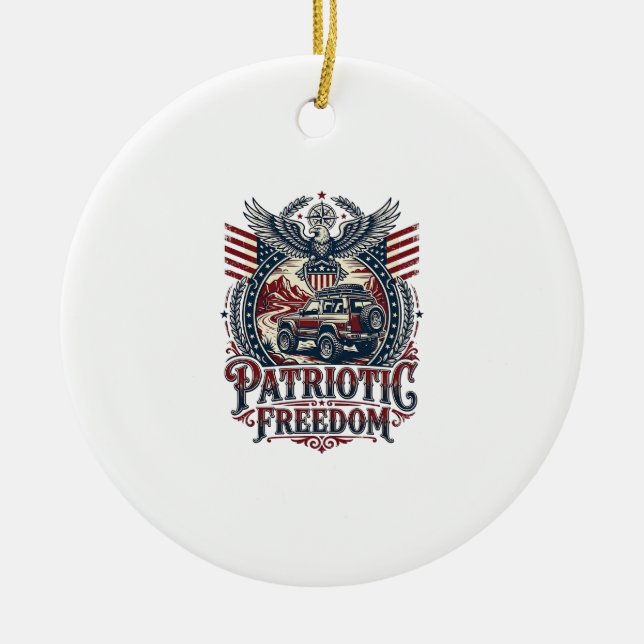 Patriotic Desert Road Explorer Ceramic Ornament (Front)