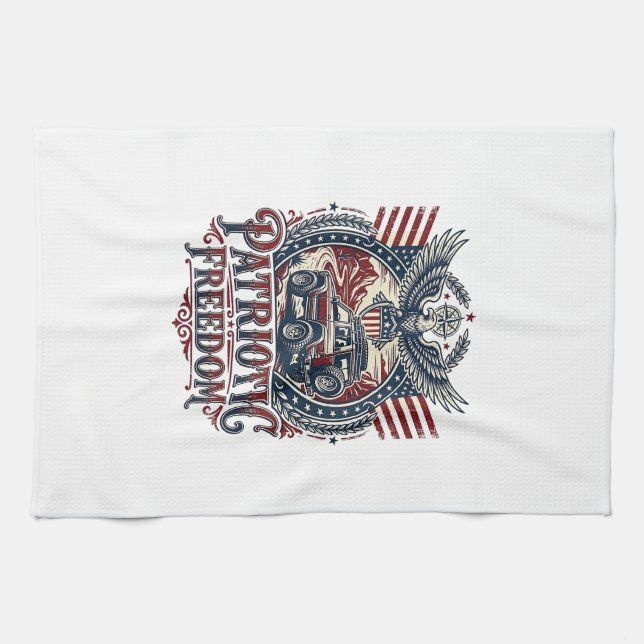 Patriotic Desert Road Explorer Kitchen Towel (Horizontal)