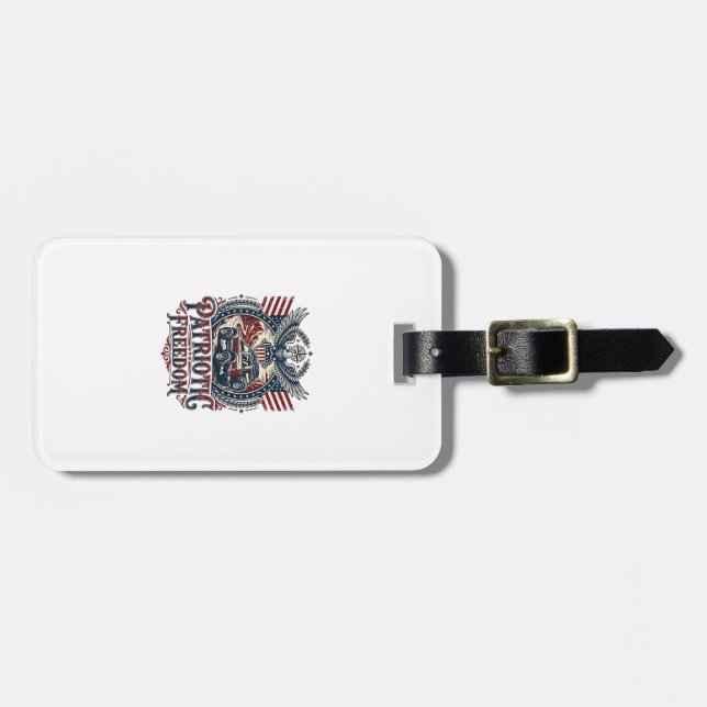 Patriotic Desert Road Explorer Luggage Tag (Front Horizontal)