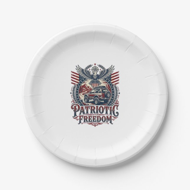 Patriotic Desert Road Explorer Paper Plates (Front)