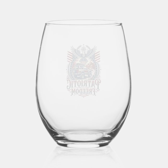 Patriotic Desert Road Explorer Stemless Wine Glass (Front)