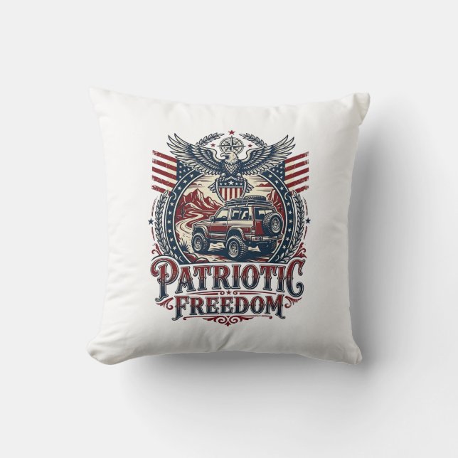 Patriotic Desert Road Explorer Throw Pillow (Front)