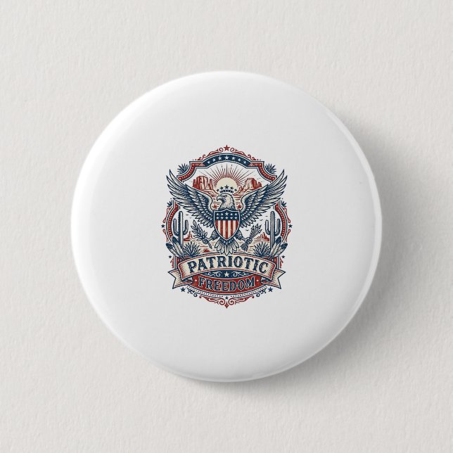 Patriotic Desert Southwest Pride Vector Graphic Te Button (Front)