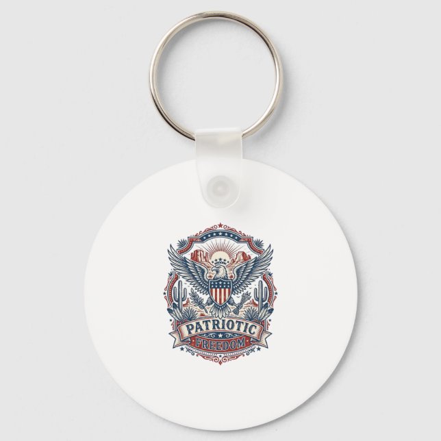 Patriotic Desert Southwest Pride Vector Graphic Te Keychain (Front)
