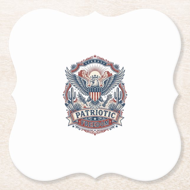 Patriotic Desert Southwest Pride Vector Graphic Te Paper Coaster (Front)