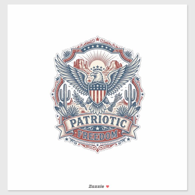 Patriotic Desert Southwest Pride Vector Graphic Te Sticker (Sheet)