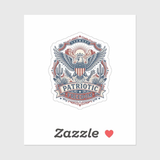 Patriotic Desert Southwest Pride Vector Graphic Te Sticker (Sheet)