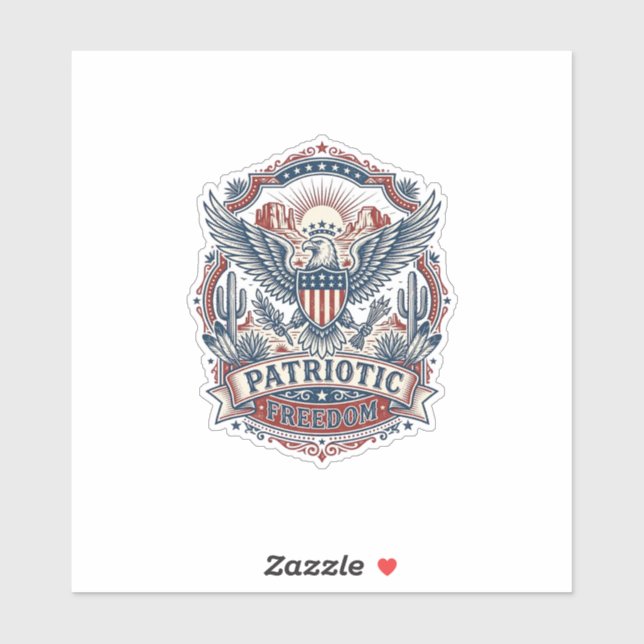 Patriotic Desert Southwest Pride Vector Graphic Te Sticker (Sheet)