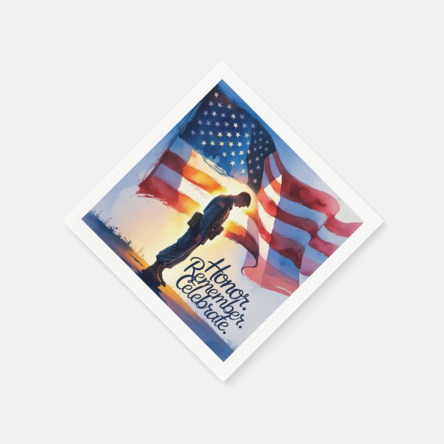 Patriotic Design Memorial Day Party Paper Napkins  (Corner)