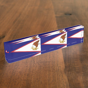 Patriotic desk nameplate with American Samoa flag