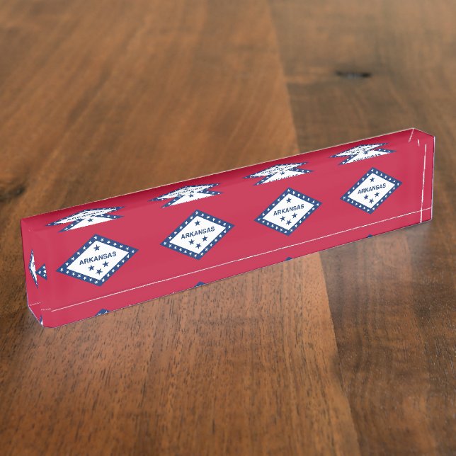 Patriotic desk nameplate with Flag of Arkansas (Side)