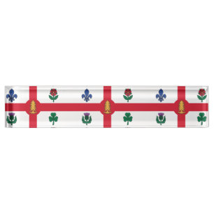 Patriotic desk nameplate with Flag of Montreal